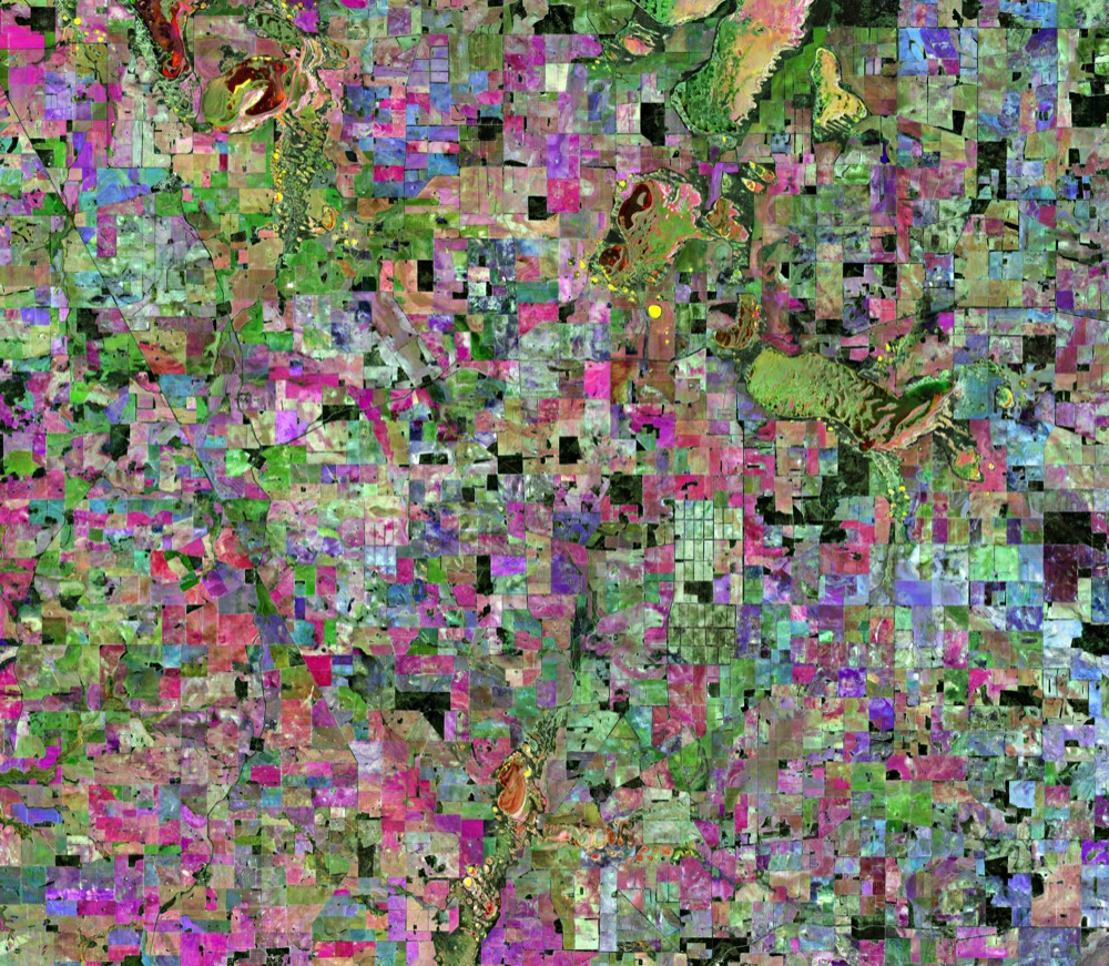 Processed satellite data showing classified land patterns